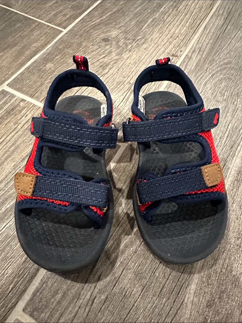 OshKosh B'gosh Navy, Red & Tan Toddler Open-Toe Sandals - Picture 2 of 6